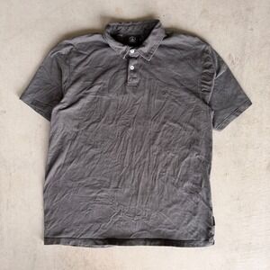 Volcom Polo Shirt Mens Large Gray Excellent Short Sleeve Cotton Blend Casual